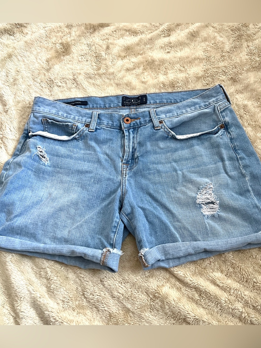 Lucky Brand Light Wash Distressed Denim Shorts